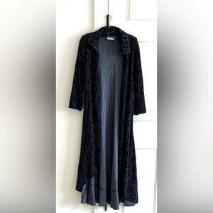 Elegant Black/Slate Long Duster
